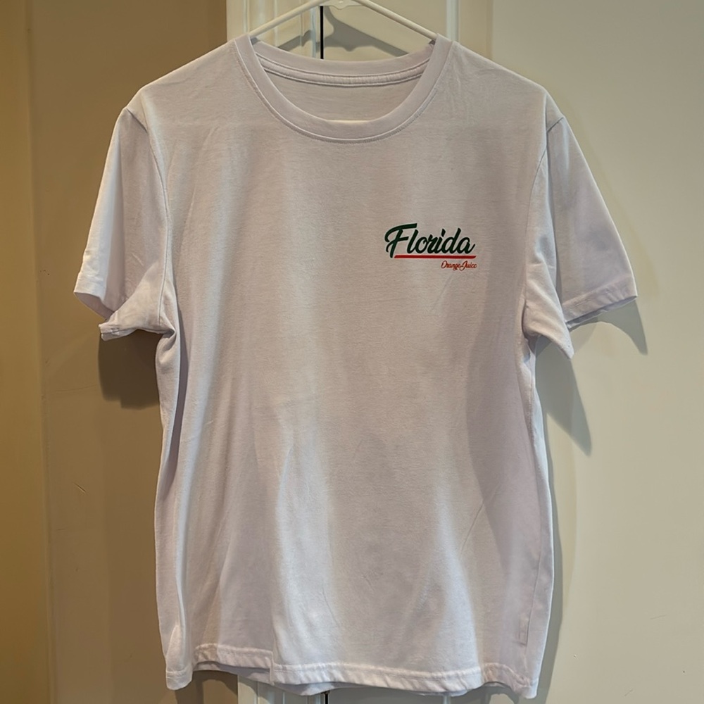 Men’s Florida Orange Juice Short Sleeve 
T-shirt . White Size Small